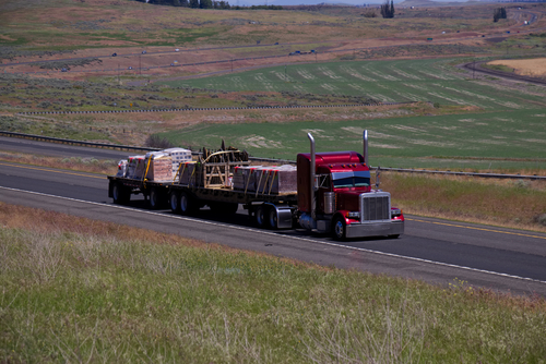 Flatbed with construction load