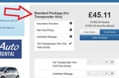 car hire with transponder car hire with transponder