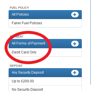 Debit card filter Debit card filter