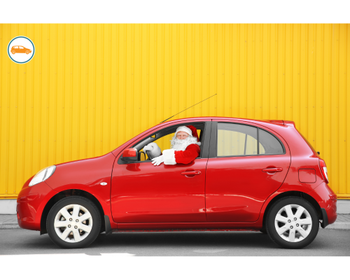 santa driving a car santa driving a car