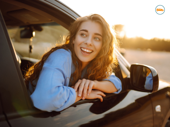 young woman car hire