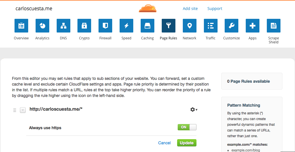 Cloudflare Page Rules