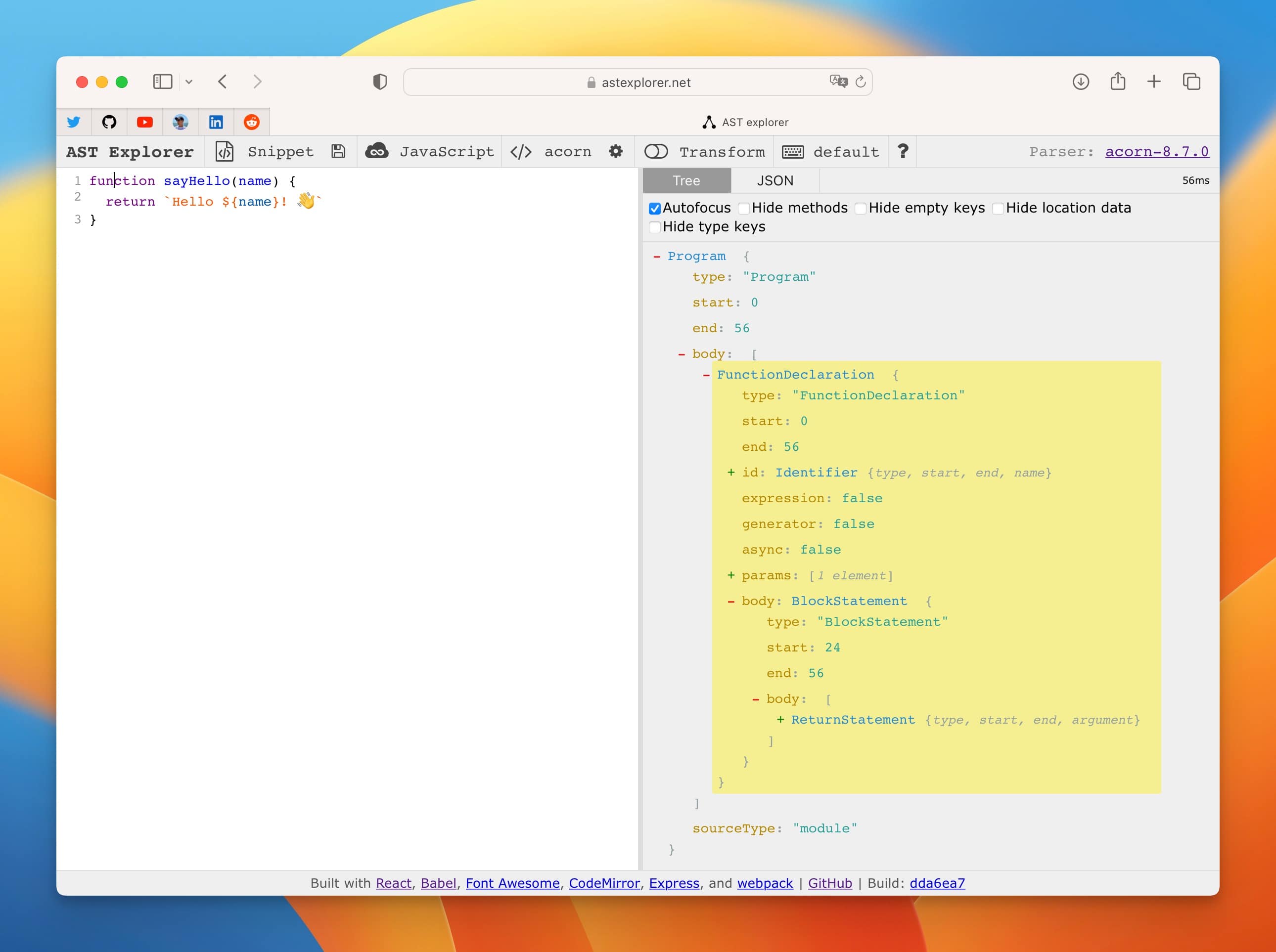 AST Explorer - Playing with the Abstract Syntax Tree