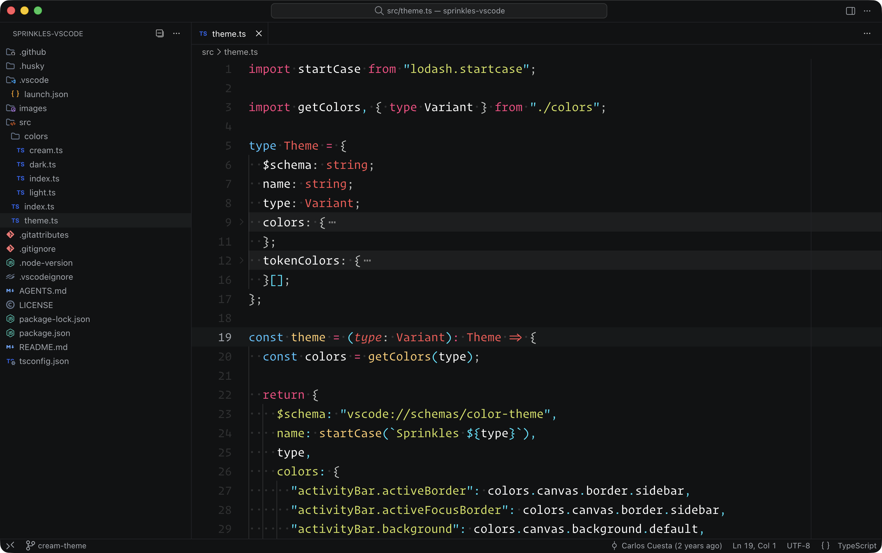Sprinkles Theme VSCode Dark