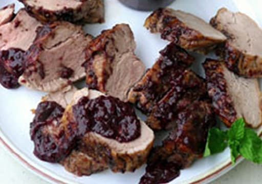 Pork Tenderloin with Blueberry-Bacon Barbecue Sauce