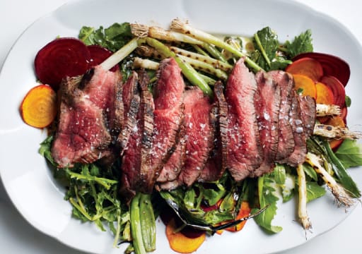 Grilled Steak Salad with Beets and Scallions