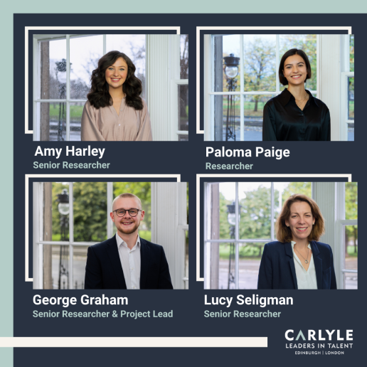 Carlyle staff member grid of Lucy Seligman, Amy Harley, George Graham and Paloma Paige