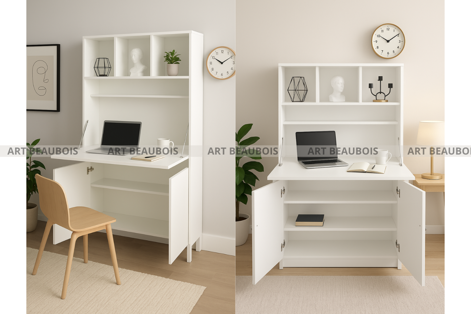 Bureau compact mural multifonction LED