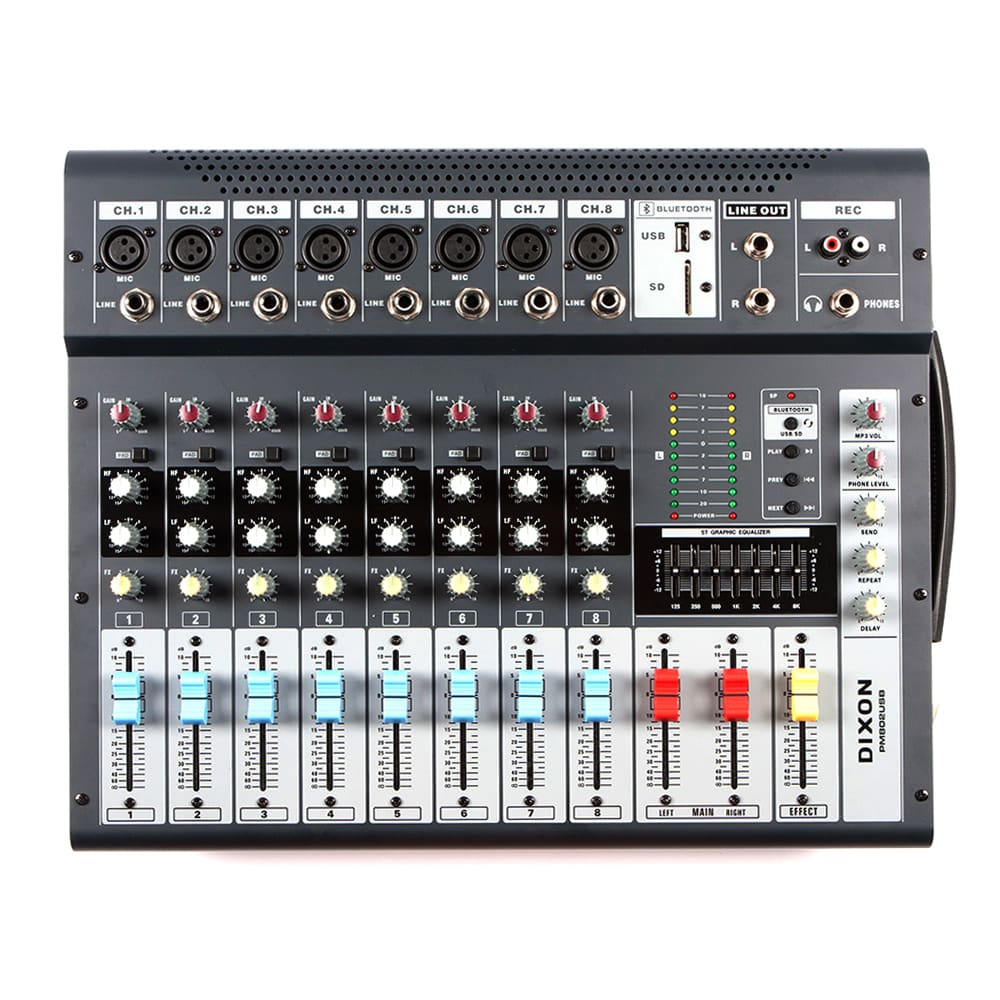 Dixon 8-channel Powered Mixer with Bluetooth