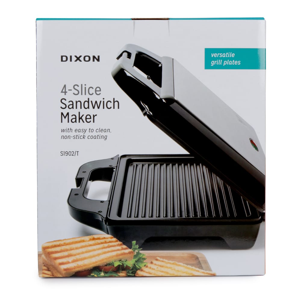 1400W Electric Quad Sandwich Toaster 4 Slice Toastie Maker Non