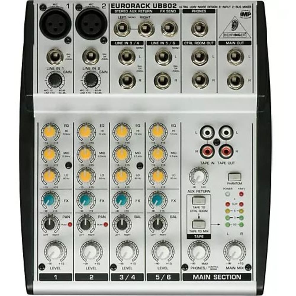 BEHRINGER 2CH 3-BAND EQ EURORACK MIXER (UB802)