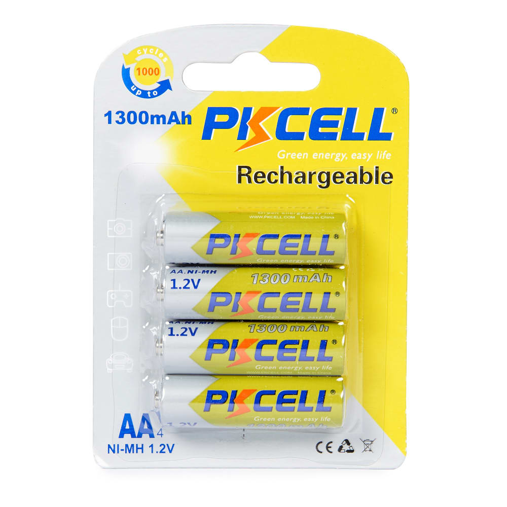 PKCELL 4-Pack AA Rechargeable Batteries