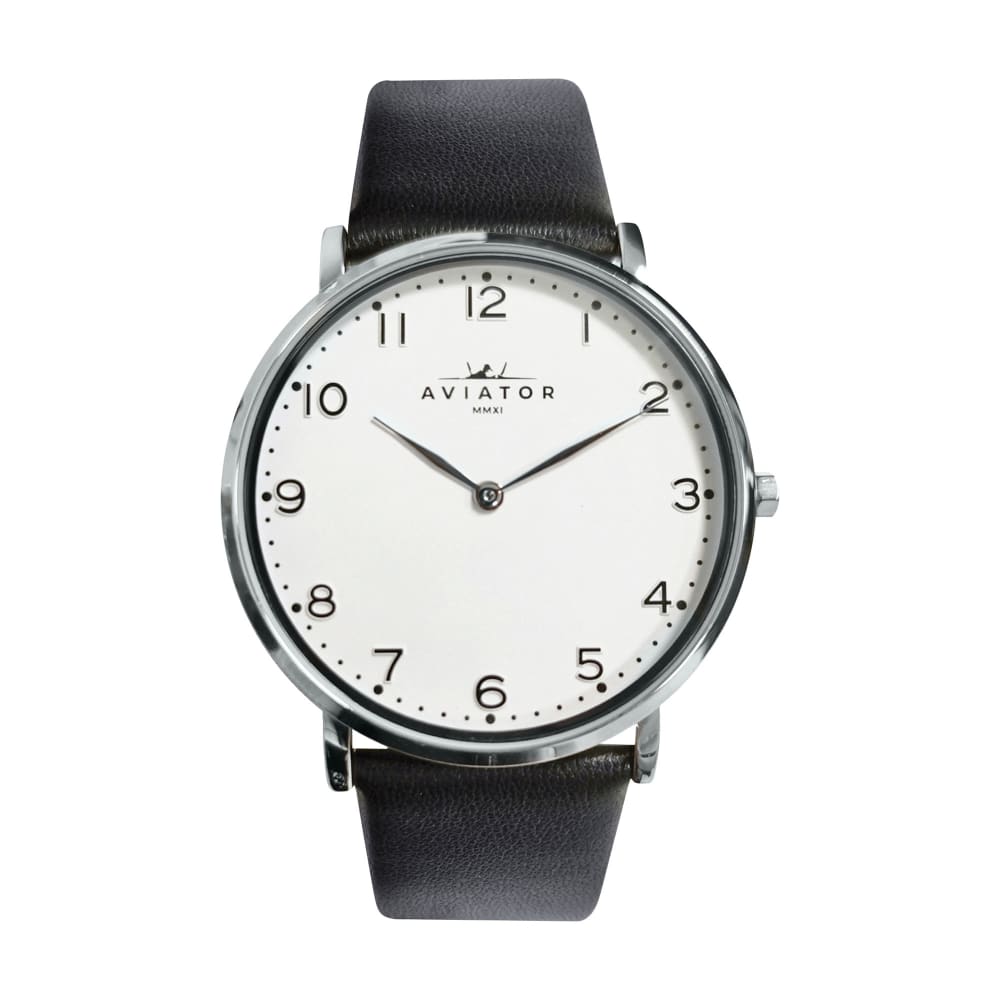 Aviator Stylish Watch with Black Strap 