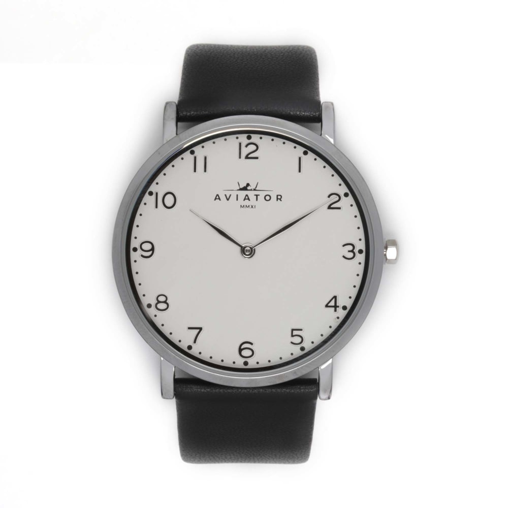 Aviator Stylish Watch with Black Strap 