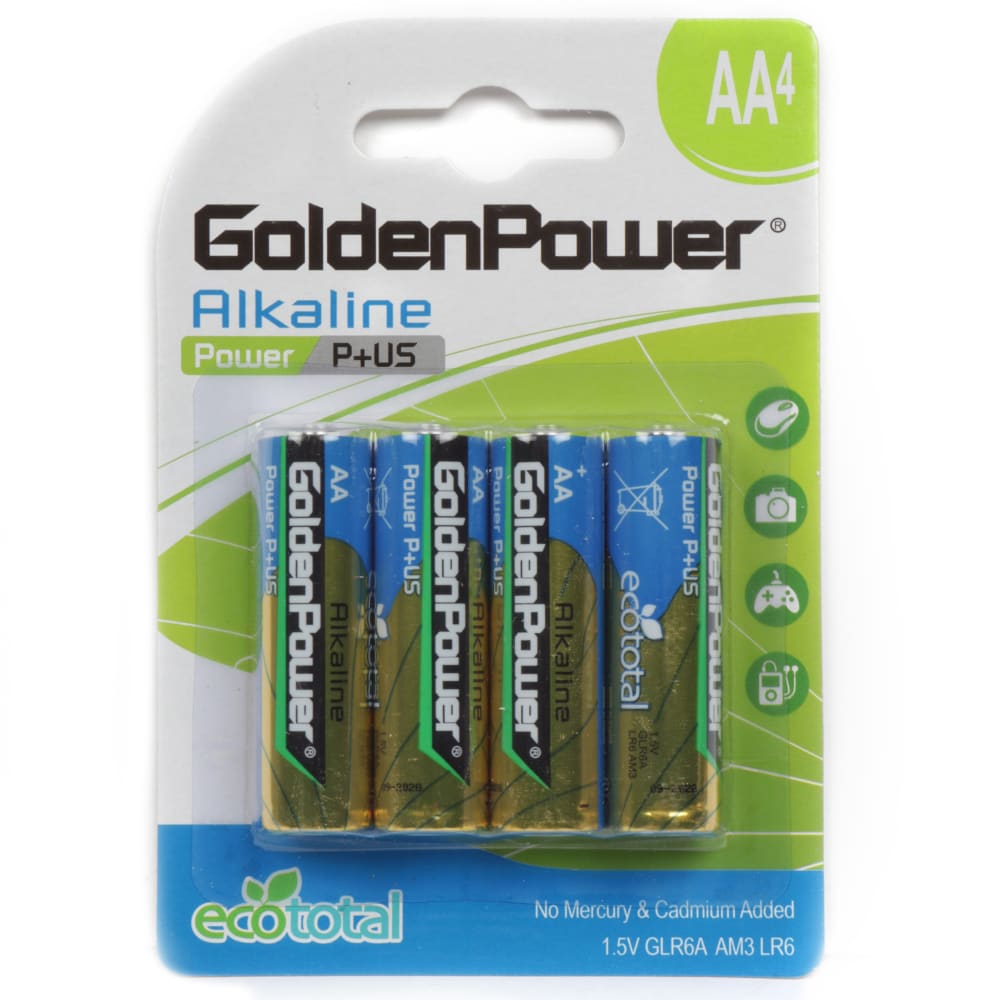 GoldenPower 4-Piece AA Alkaline Power Plus