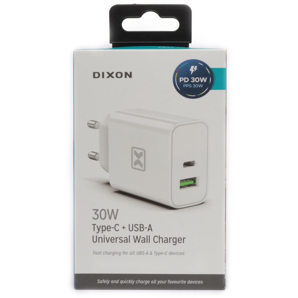 Dixon 30W Type-C + USB-A Universal Wall Charger