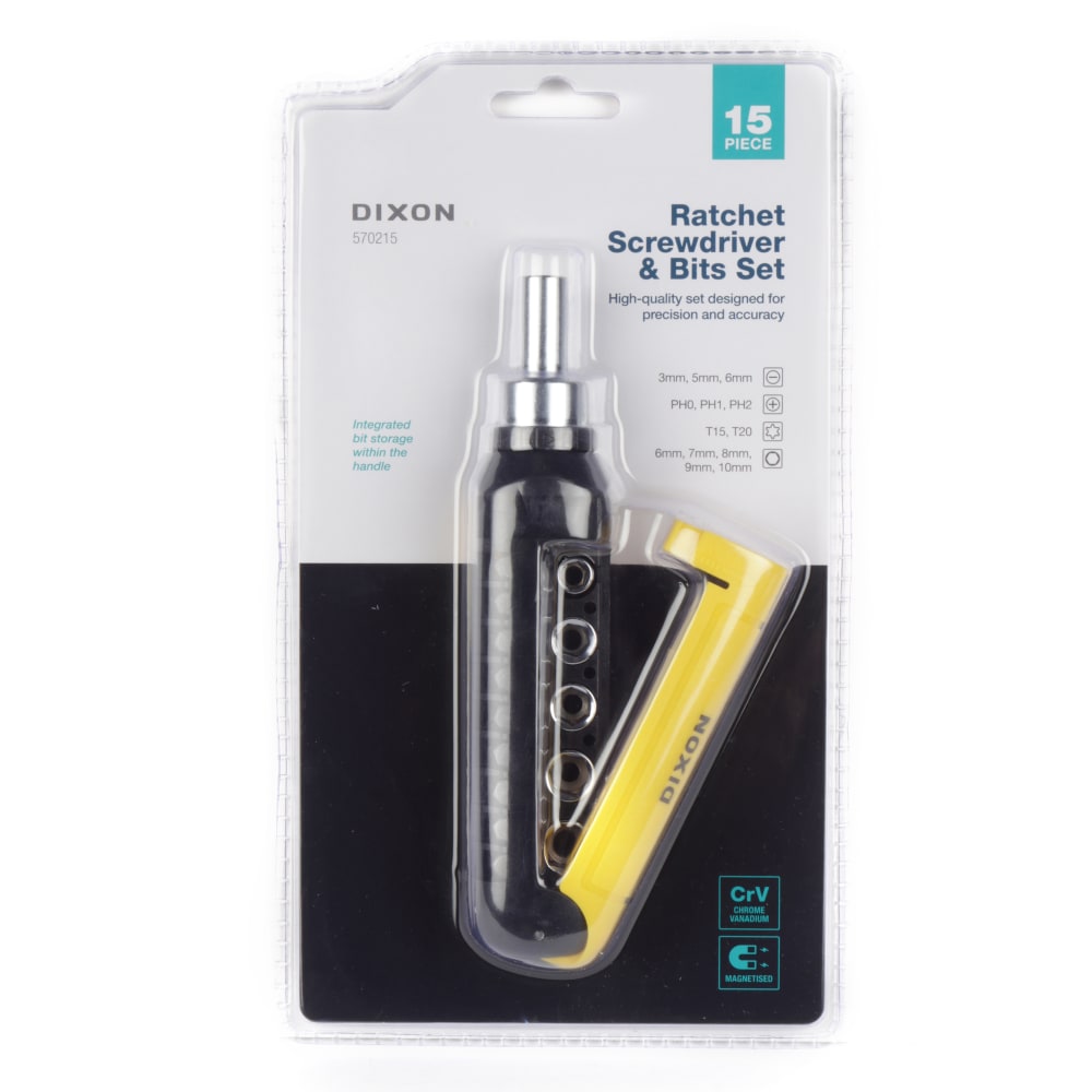 Dixon 15-Piece Ratchet Screwdriver & Bits Set