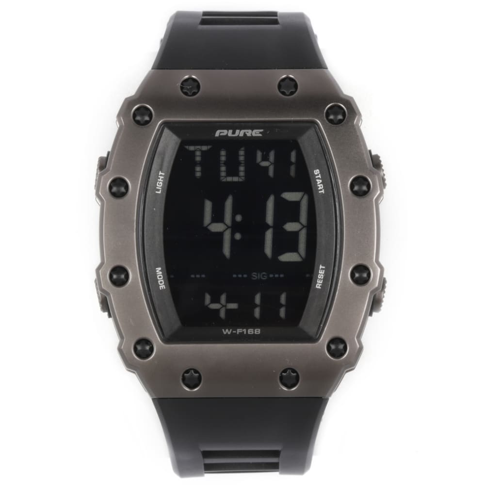 Pure Digital Watch with Rectangular Bezel & Negative LCD
