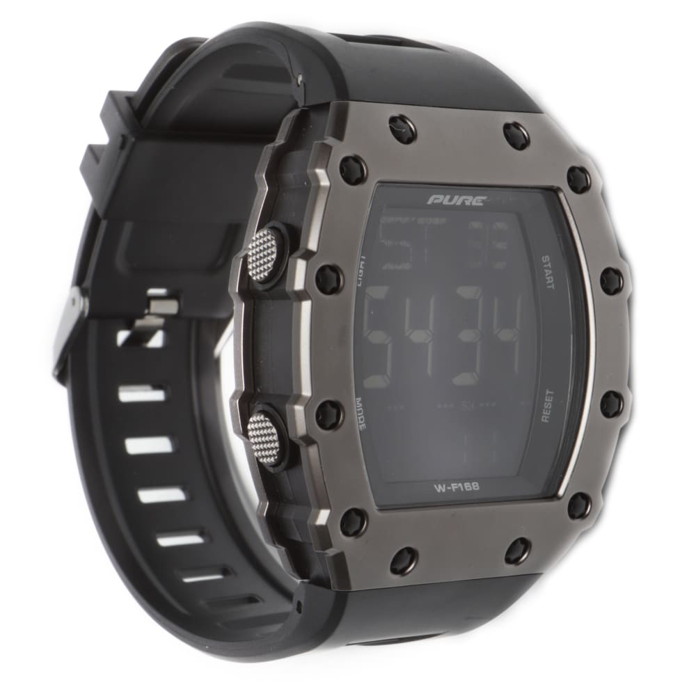 Pure Digital Watch with Rectangular Bezel & Negative LCD