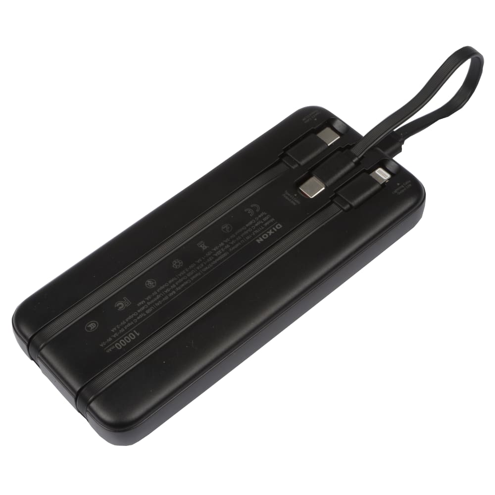 Dixon 10,000mAh Fast Charging W/Built-in Cables Power Bank