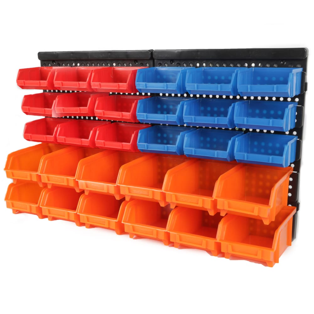 30-Bin Wall-Mounted Parts Rack Description