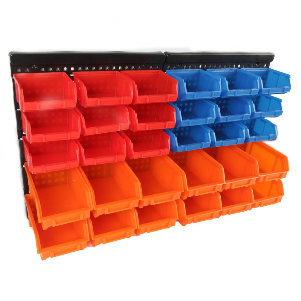 30-Bin Wall-Mounted Parts Rack Description