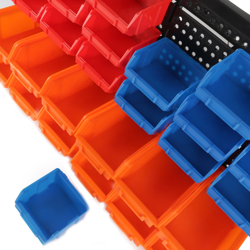 30-Bin Wall-Mounted Parts Rack Description