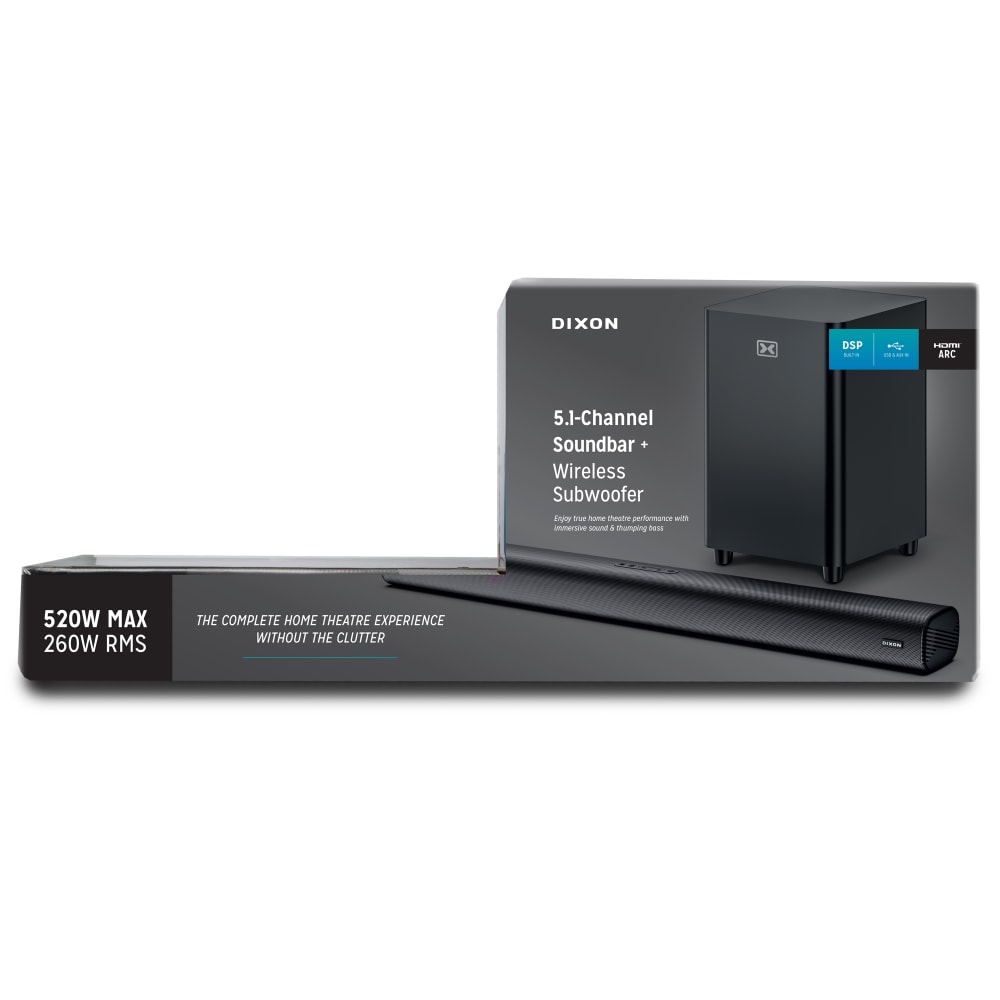 Dixon S30W 260W 5.1-Channel Soundbar with Wireless Subwoofer