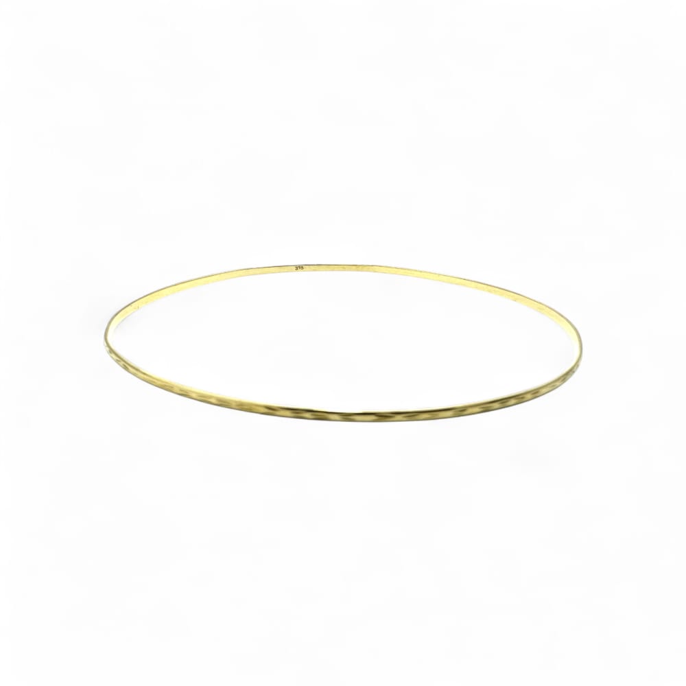 9ct Yellow Gold 2mm Hammered Bangle