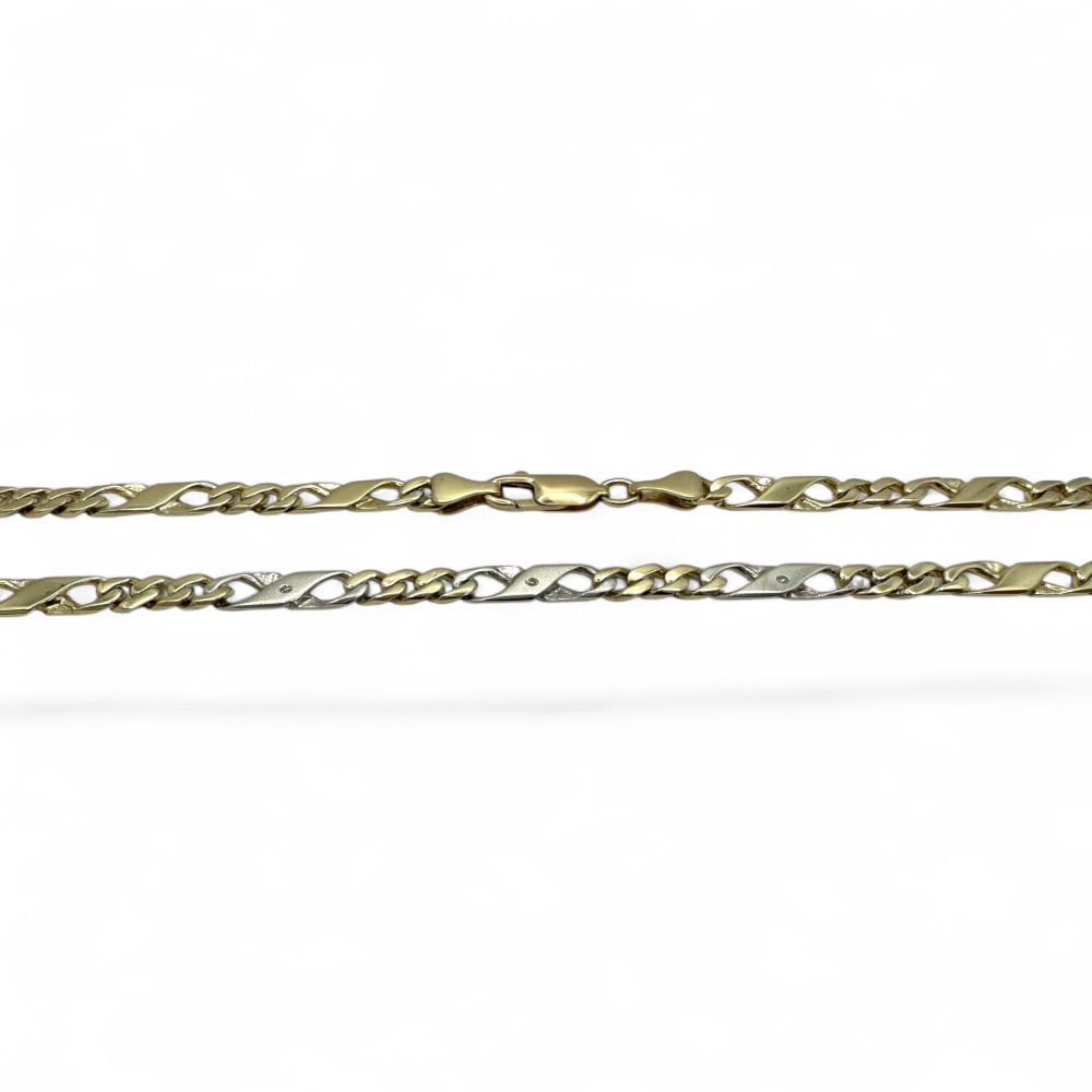 9ct Yellow & White Gold Figaro Necklace