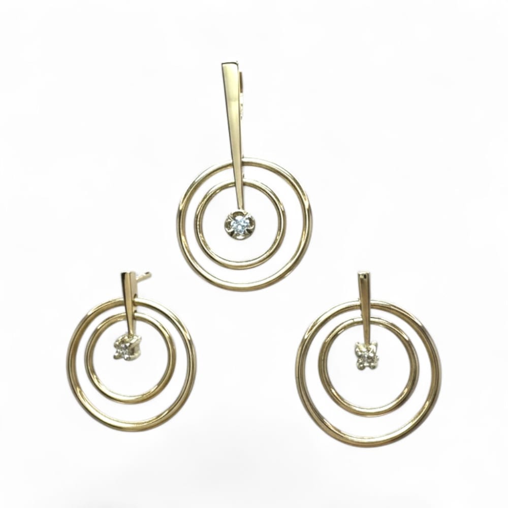 9ct Yellow Gold Matching Pendant & Earrings Set