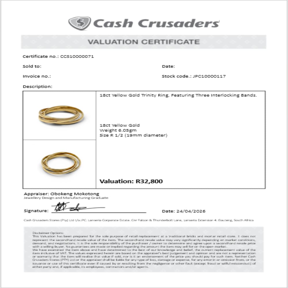 18ct Yellow Gold Trinity Ring