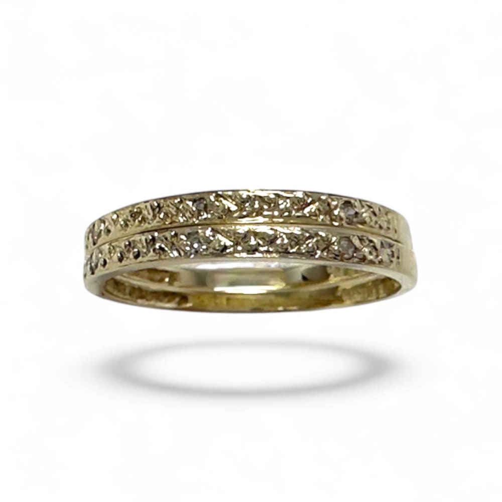 9ct Yellow Gold Diamond Ring Band Set