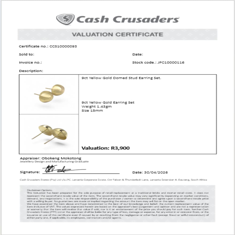 9ct Yellow Gold Earring Set