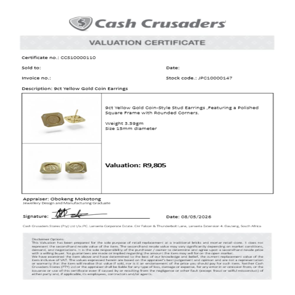 9ct Yellow Gold Coin Earrings Set