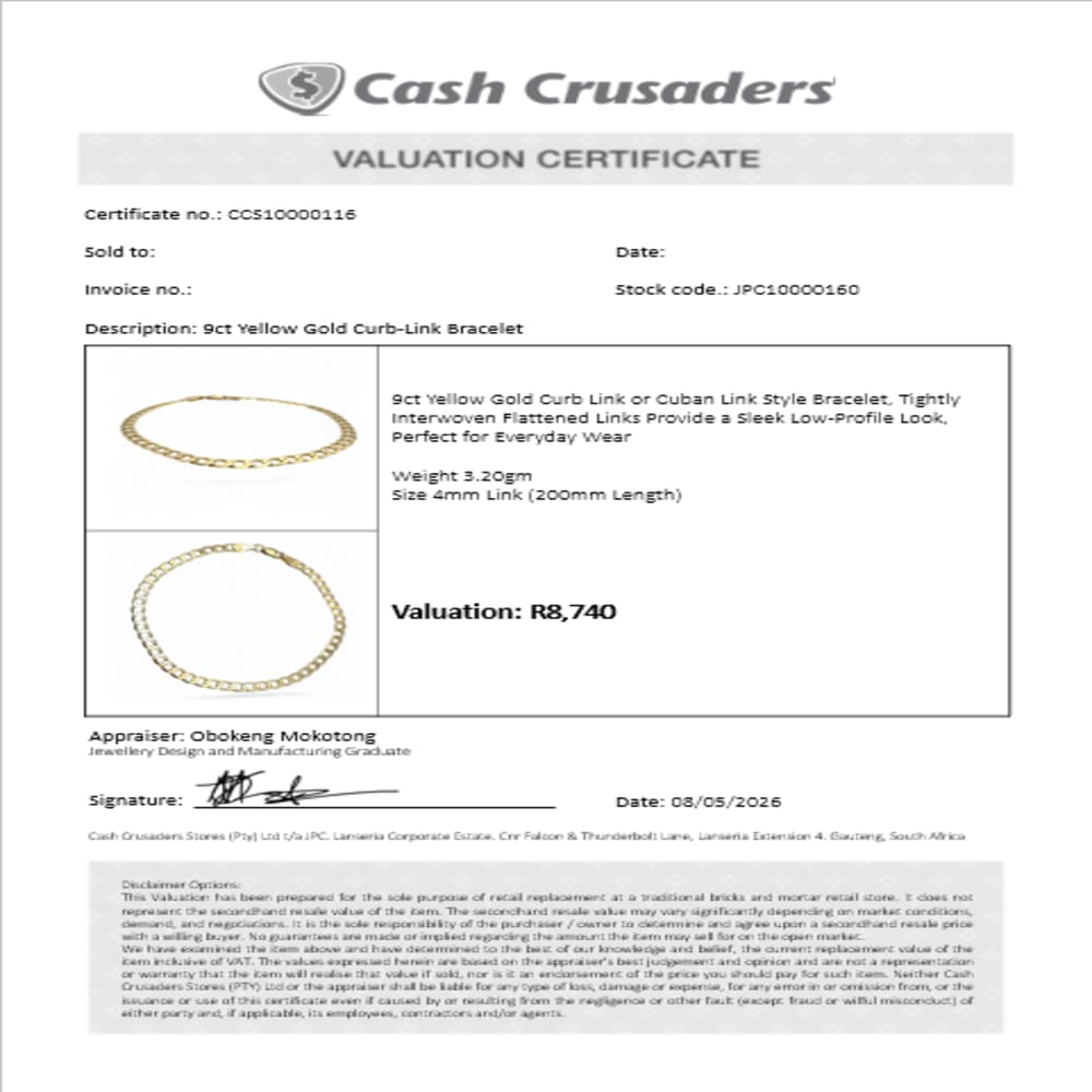 9ct Yellow Gold Curb-Link Bracelet