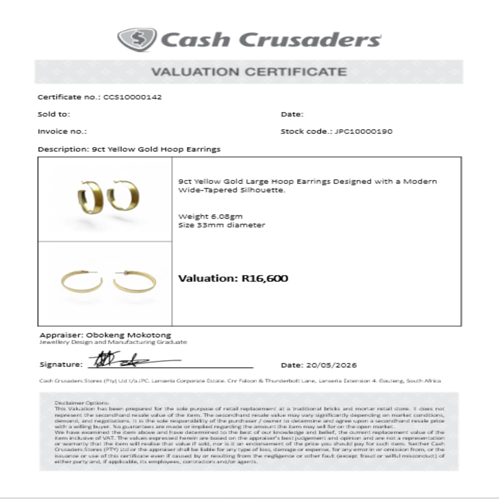 9ct Yellow Gold Hoop Earrings