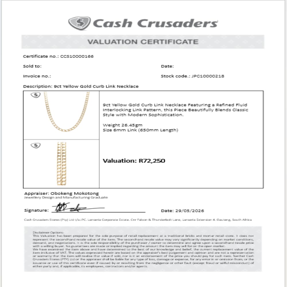 9ct Yellow Gold Curb Link Necklace