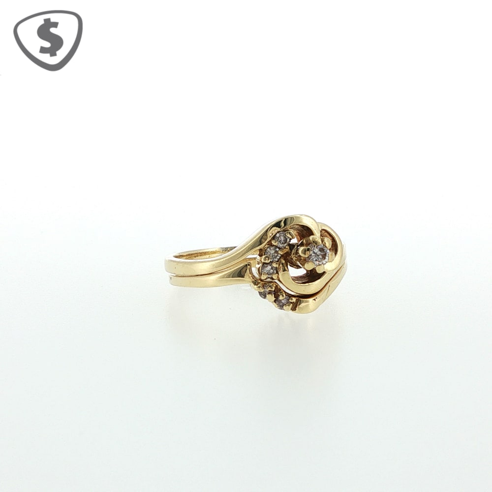 18ct Yellow Gold Diamond Swirl Wedding Ring