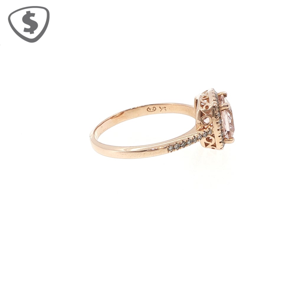9ct Rose Gold Cushion Cut Cubic Zirconia Halo Cocktail Ring