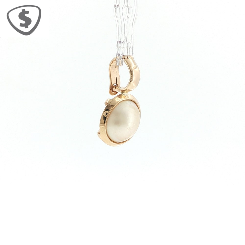 9ct Yellow Gold Classic Bezel Set Pearl Pendant