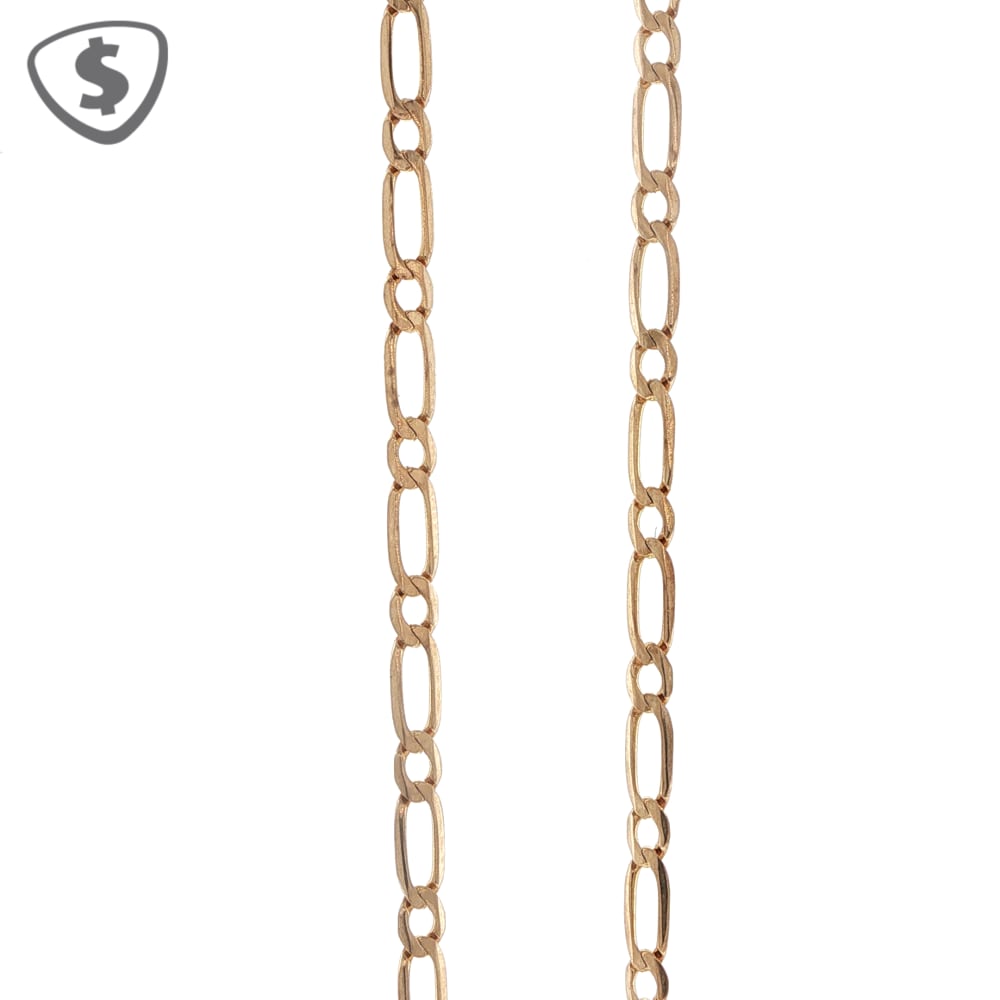 9ct Yellow Gold Crucifix Pendant on Figaro Chain