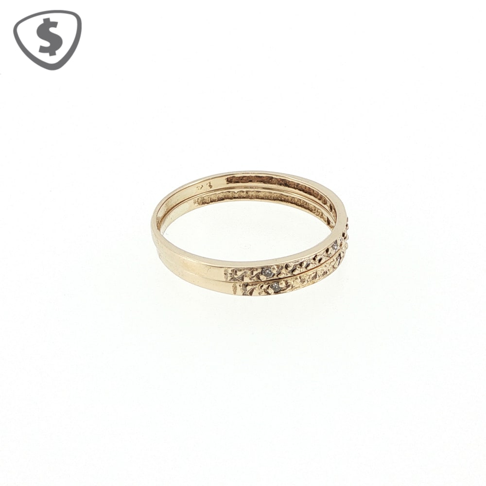 9ct Yellow Gold Diamond Ring Band Set