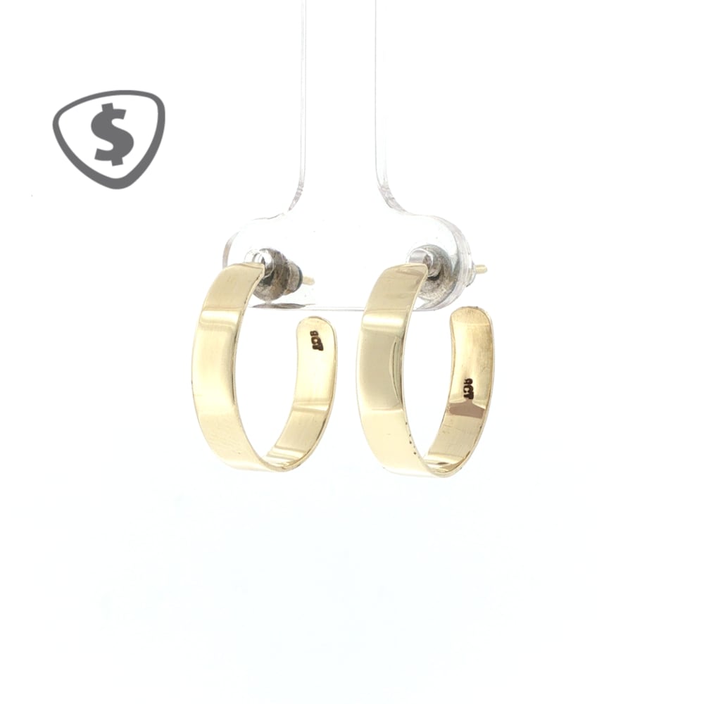 9ct Yellow Gold D Shape Hoop Earrings