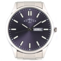 Aviator Silver Watch with Silver Band 