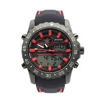 Black Bezel Watch with Red Hour Markers 