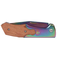 Grizzly Folding Knife - Rainbow Blade with Half-Wood Handle