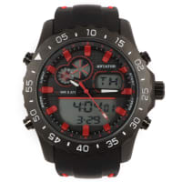 Black Bezel Watch with Red Hour Markers 