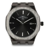 Aviator Black Stainless Steel Watch