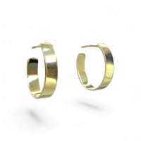 9ct Yellow Gold D-Shape Hoop Earrings